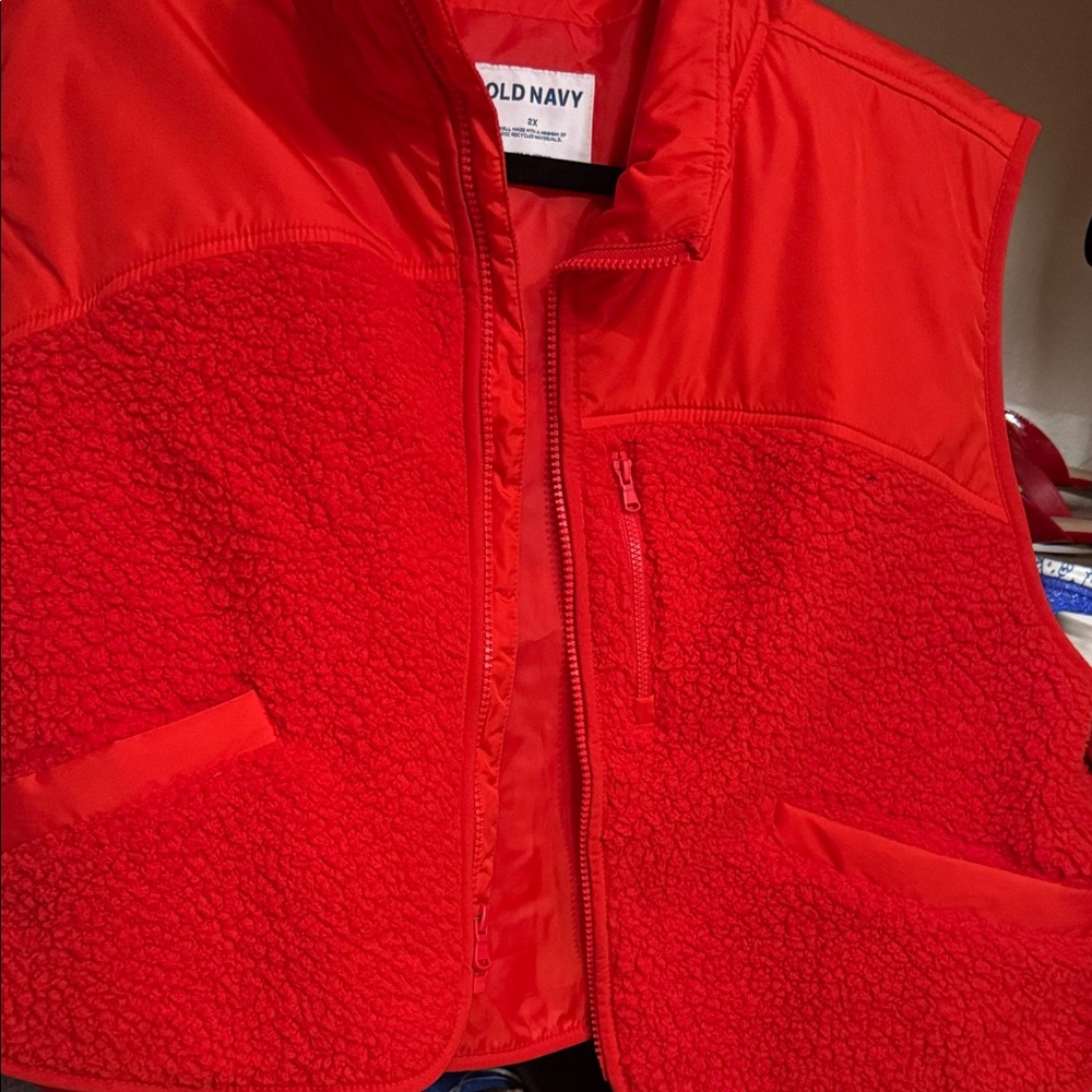 Old Navy Bright Red Fleece Vest